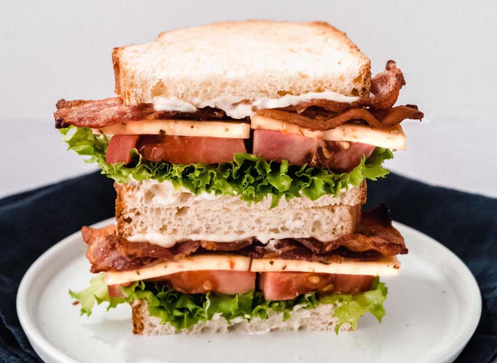 Bacon Lettuce Tomato Basil Cheese “BLT” Sandwich