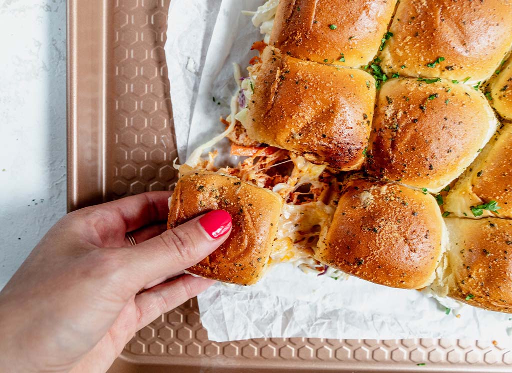 Buffalo Ranch Chicken Sliders with Slaw
