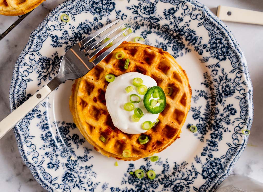 Jalapeño-Cheddar Cornmeal Chaffles