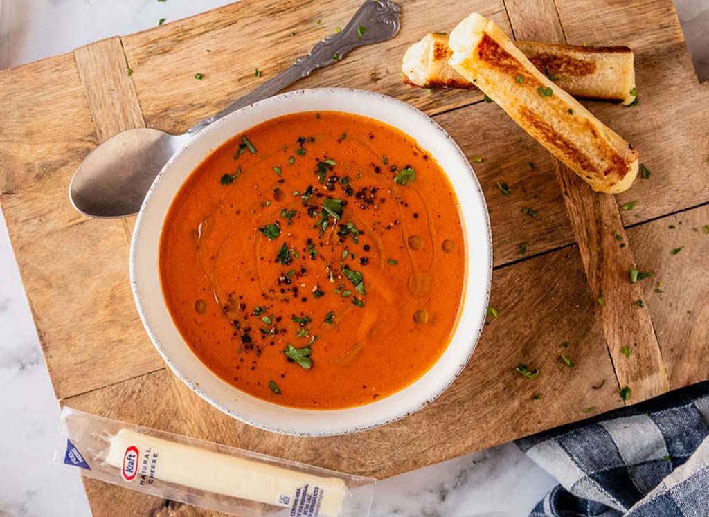 Creamy Tomato Soup with Grilled Cheese Roll-Ups