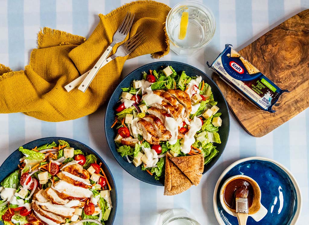 Barbecue Chicken Salad with Pita Bread